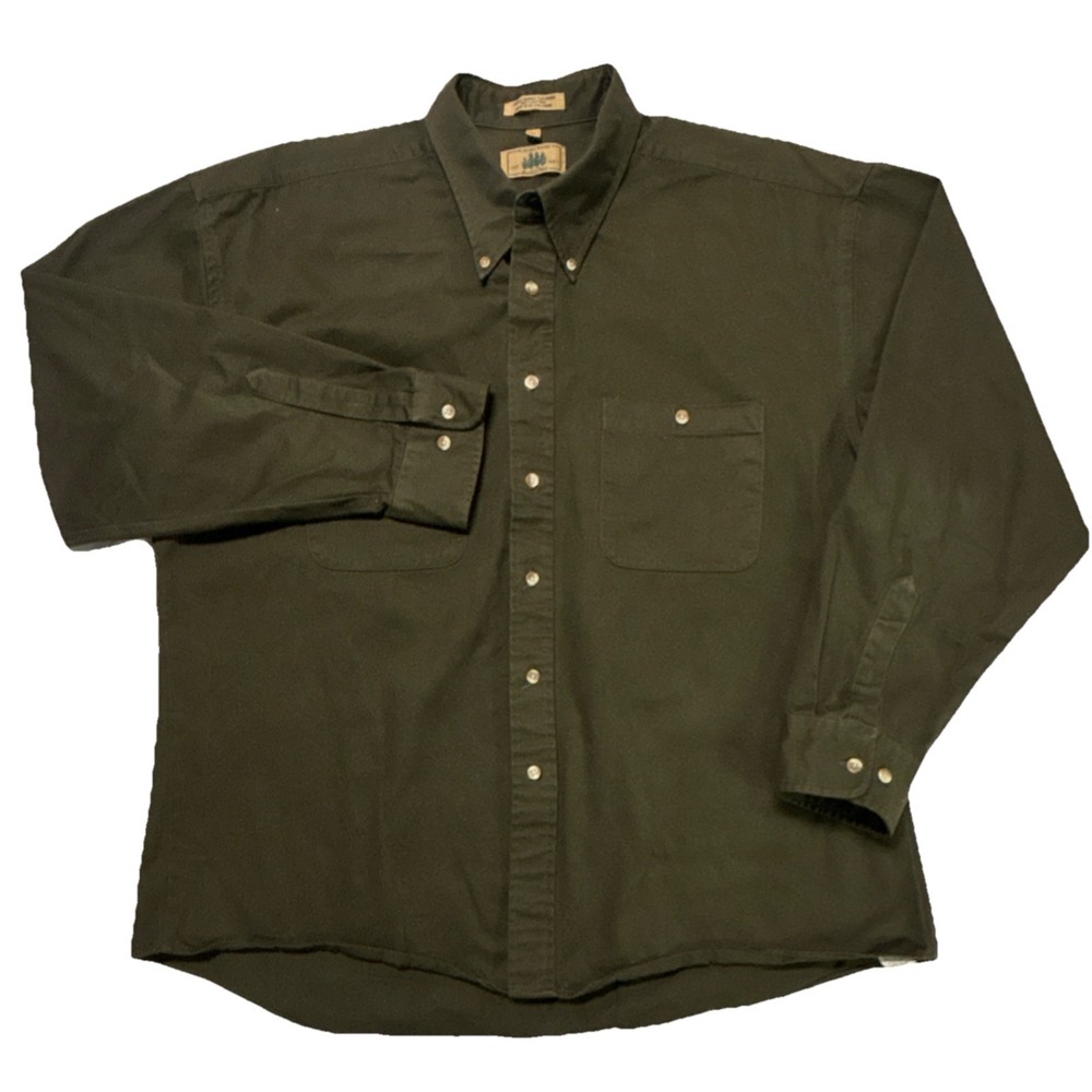 Rugged Wear Hunter's Peak Olive Green Cotton Button-Down Shirt 2X Long Sleeve